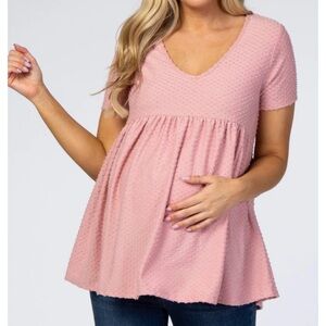 Pinkblush Textured Pink Maternity Blouse